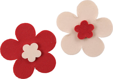 Fondant Blumen weiss/rot