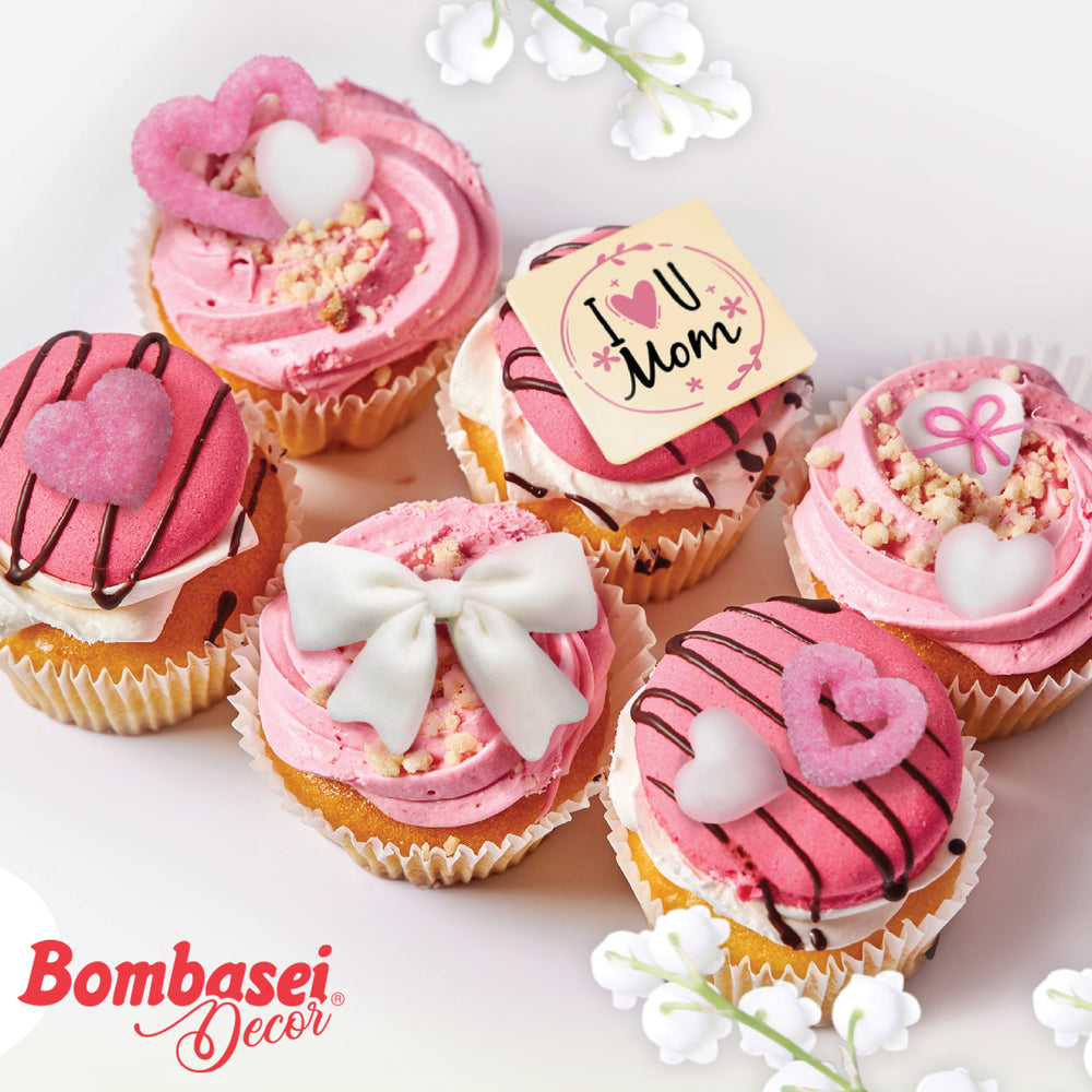 Coeur blanc m. boucle rose